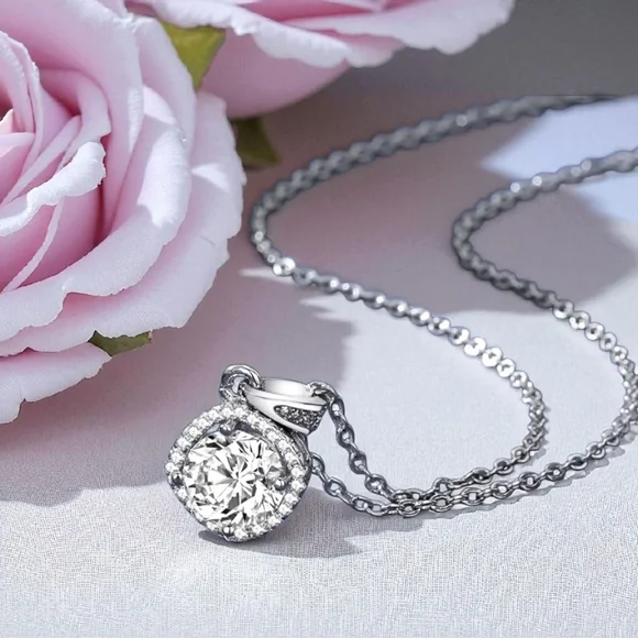 Moissanite Classic Pendant Necklace - Picture 4 of 11